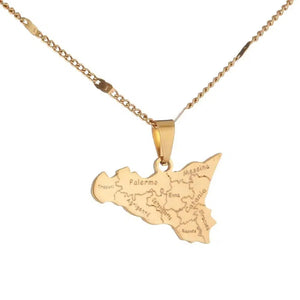 Sicily Map Necklace