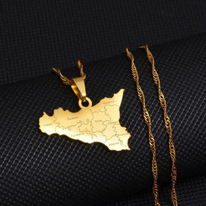 Sicily Map Necklace
