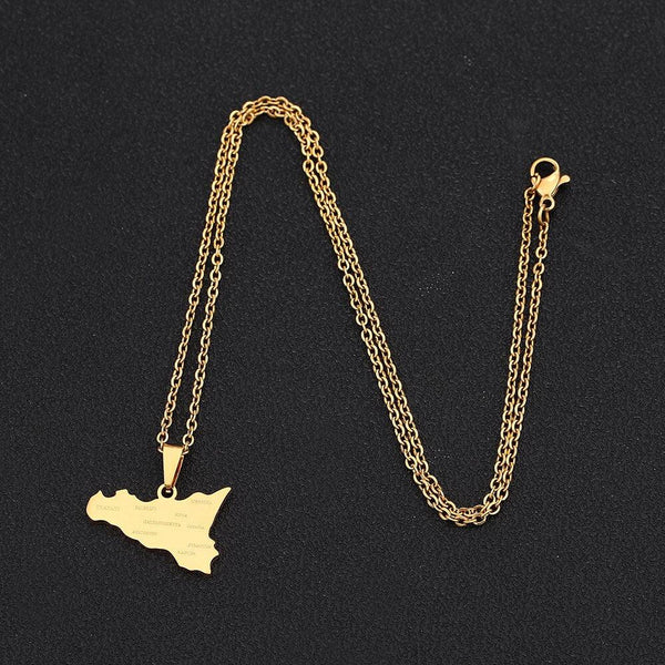 Sicily Map Necklace