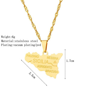 Sicily Map Necklace