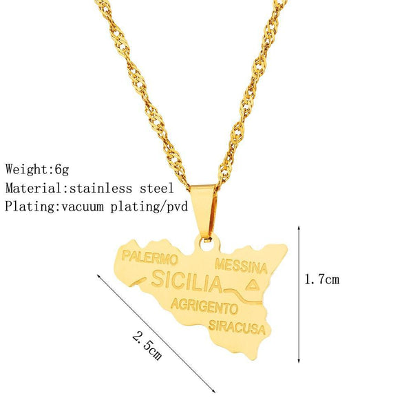 Sicily Map Necklace