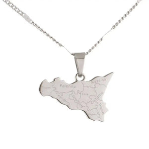 Sicily Map Necklace