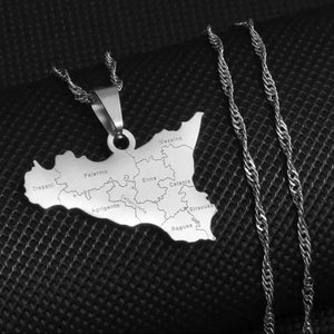 Sicily Map Necklace