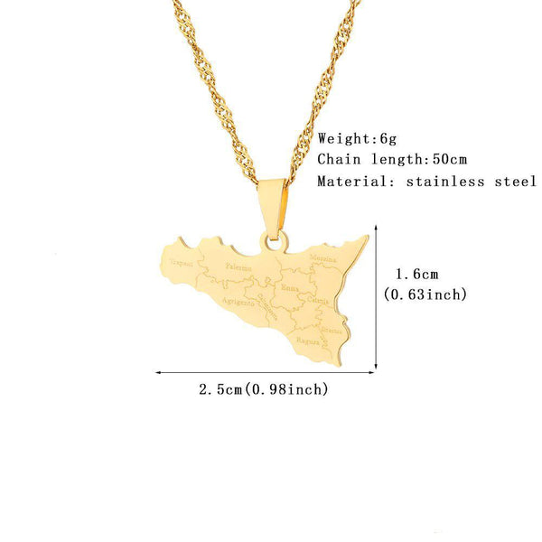 Sicily Map Necklace