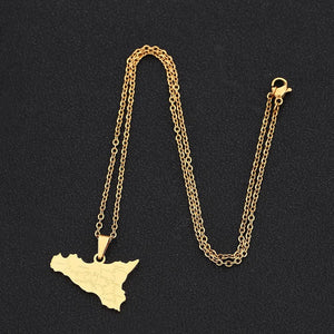 Sicily Map Necklace