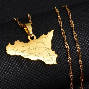 Sicily Map Necklace