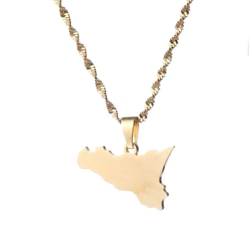 Sicily Map Necklace