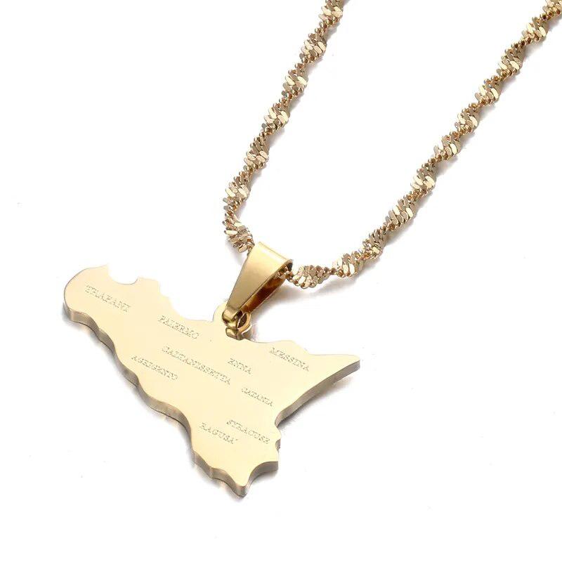 Sicily Map Necklace