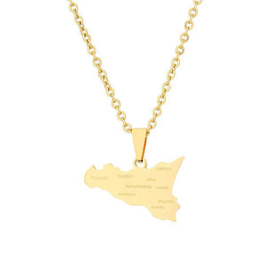 Sicily Map Necklace