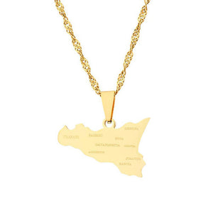 Sicily Map Necklace