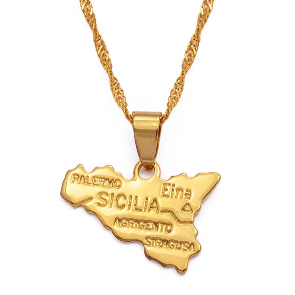 Sicily Map Necklace