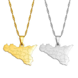 Sicily Map Necklace