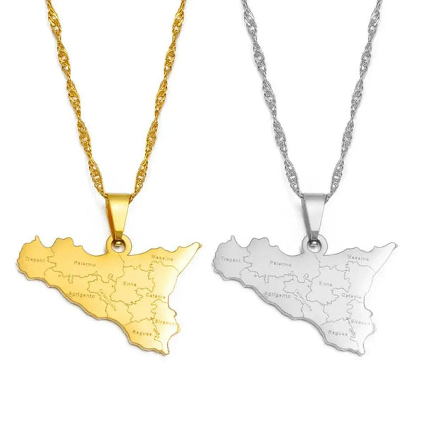 Sicily Map Necklace