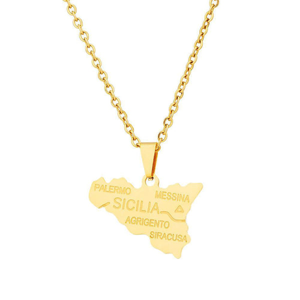 Sicily Map Necklace