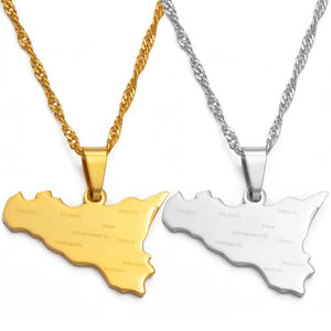 Sicily Map Necklace