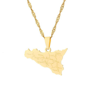 Sicily Map Necklace