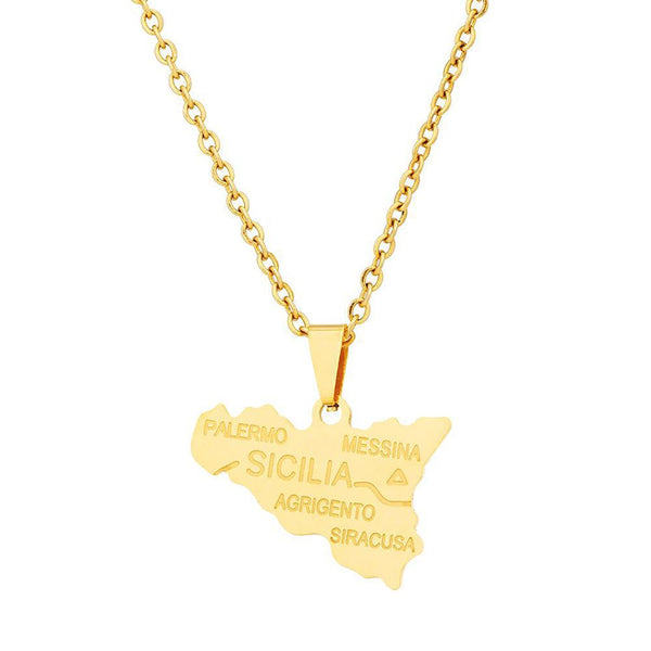 Sicily Map Necklace