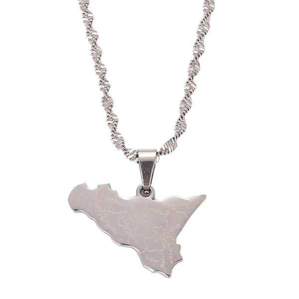 Sicily Map Necklace