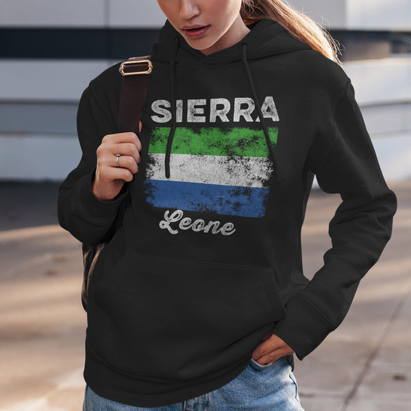 Sierra Leone Flag Distressed Hoodie