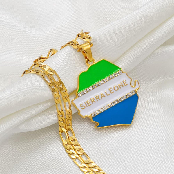 Sierra Leone Flag Map Necklace