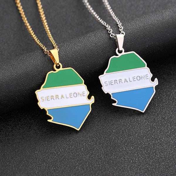 Sierra Leone Flag Map Necklace