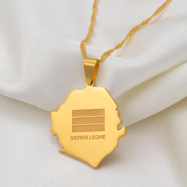 Sierra Leone Flag Map Necklace