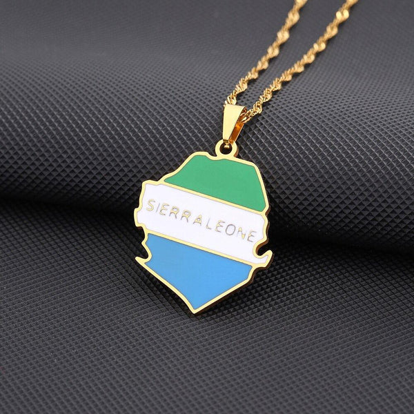 Sierra Leone Flag Map Necklace