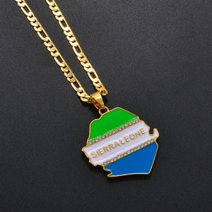 Sierra Leone Flag Map Necklace