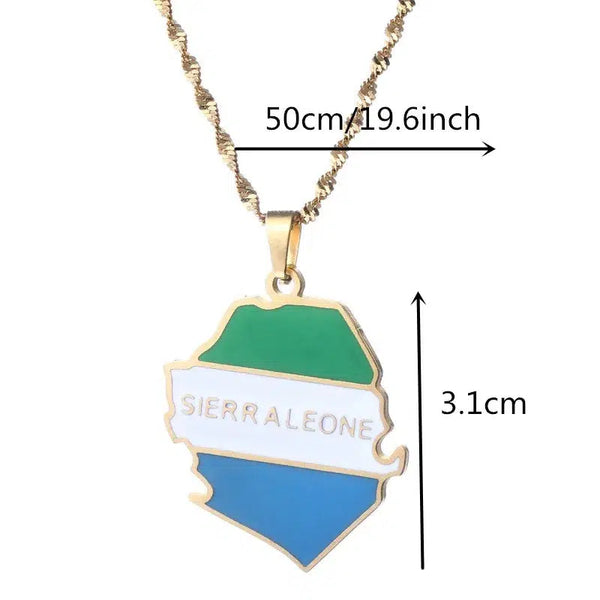 Sierra Leone Flag Map Necklace