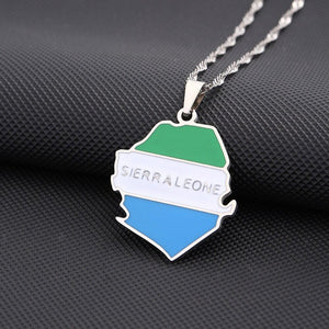 Sierra Leone Flag Map Necklace