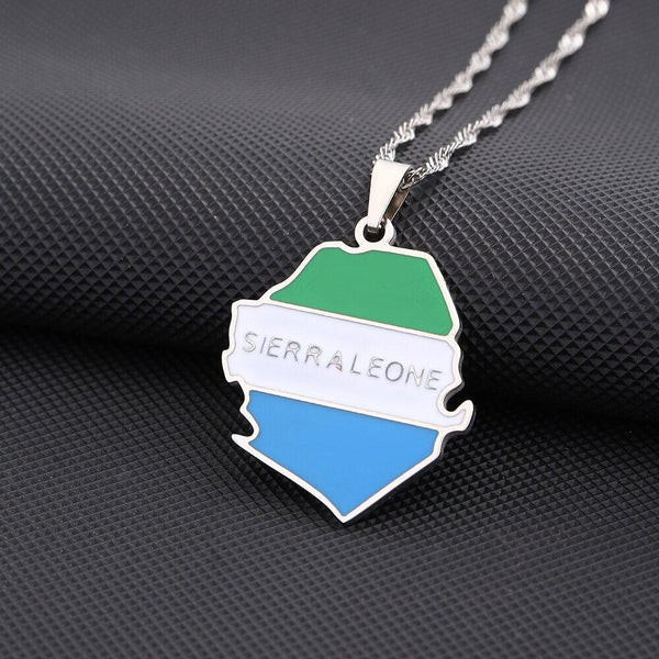 Sierra Leone Flag Map Necklace