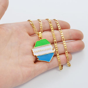 Sierra Leone Flag Map Necklace