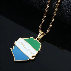 Sierra Leone Flag Map Necklace