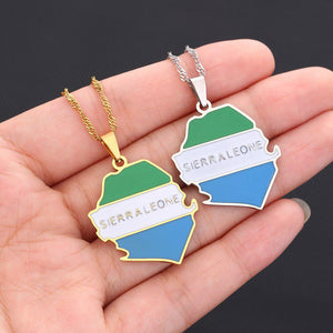 Sierra Leone Flag Map Necklace