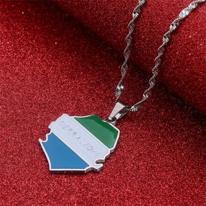 Sierra Leone Flag Map Necklace