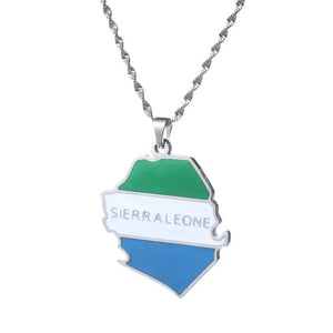 Sierra Leone Flag Map Necklace