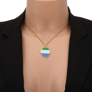 Sierra Leone Flag Map Necklace