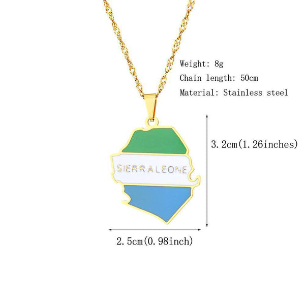 Sierra Leone Flag Map Necklace