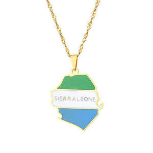 Sierra Leone Flag Map Necklace