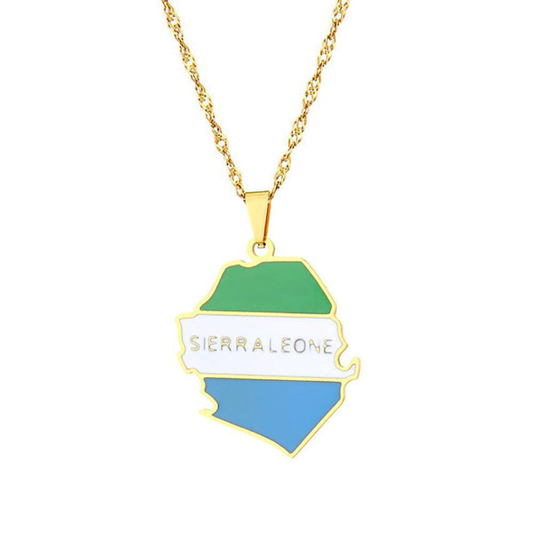 Sierra Leone Flag Map Necklace