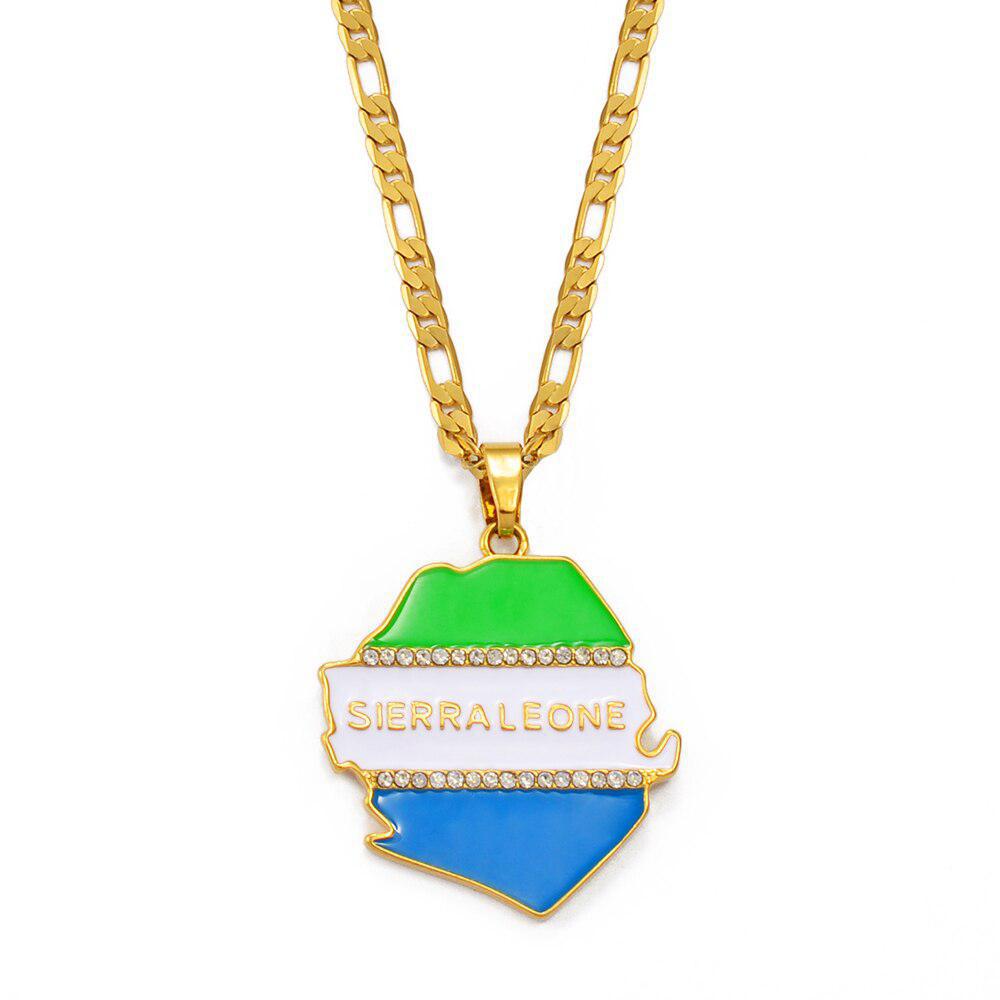 Sierra Leone Flag Map Necklace