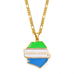 Sierra Leone Flag Map Necklace