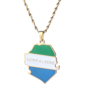 Sierra Leone Flag Map Necklace