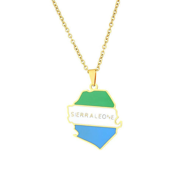 Sierra Leone Flag Map Necklace