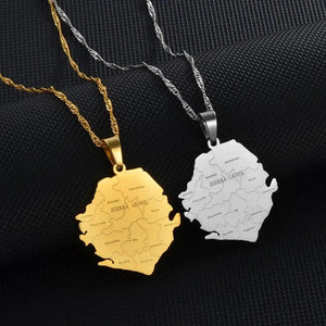 Sierra Leone Map Necklace