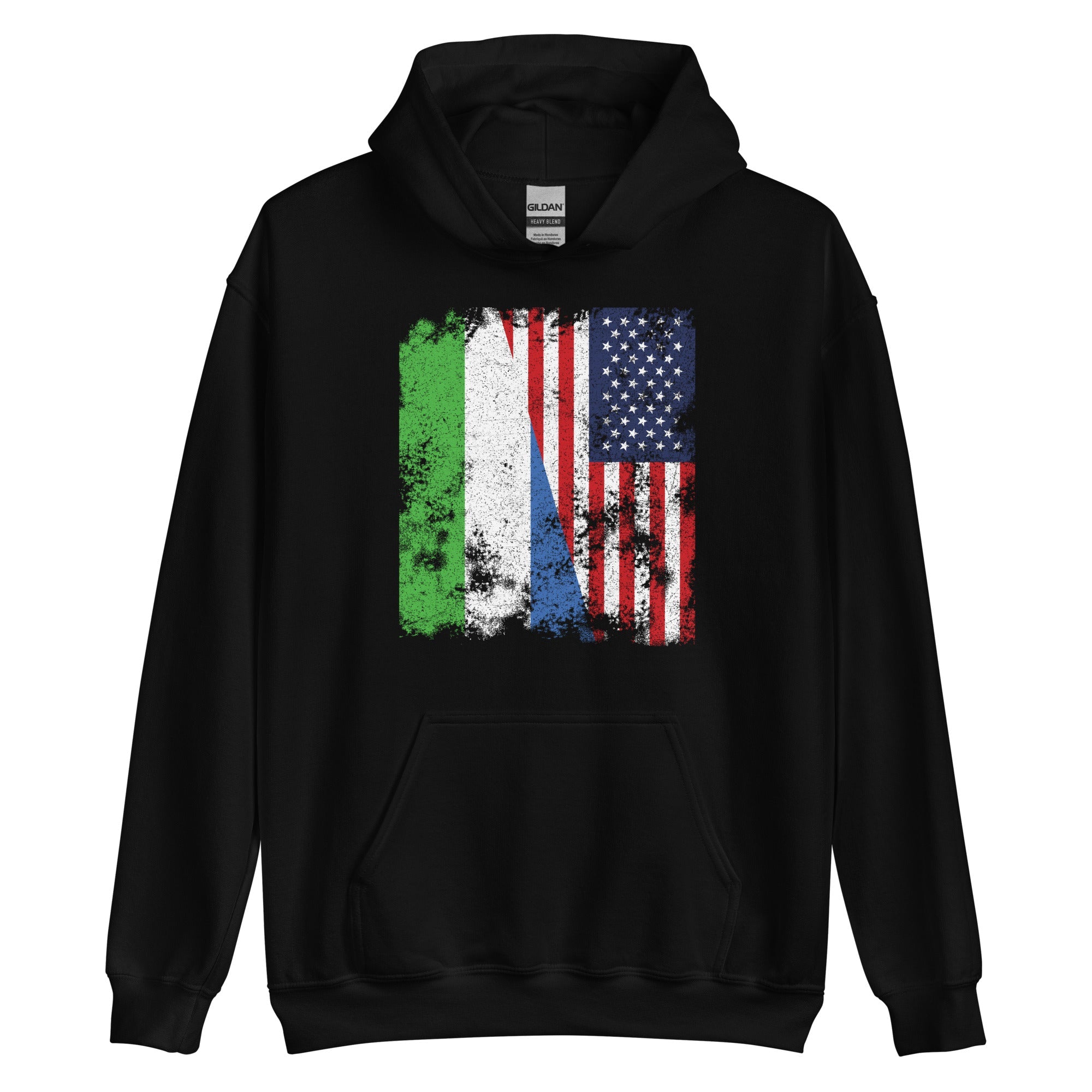 Sierra Leone USA Flag - Half American Hoodie