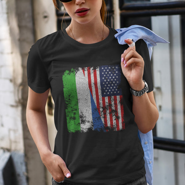 Sierra Leone USA Flag - Half American T-Shirt