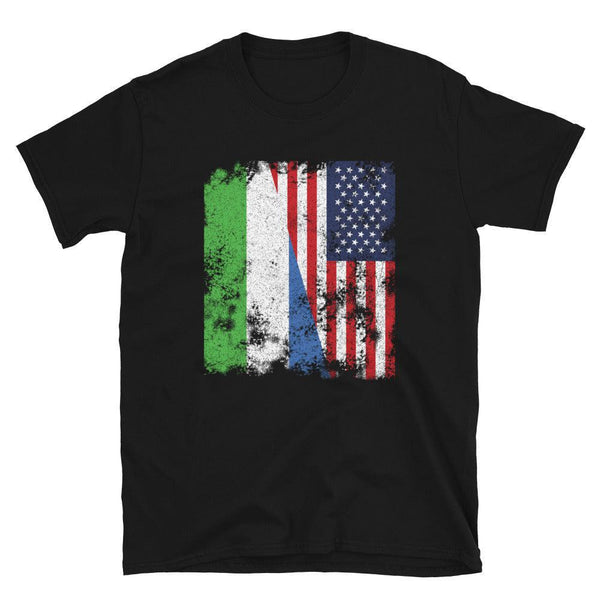 Sierra Leone USA Flag - Half American T-Shirt