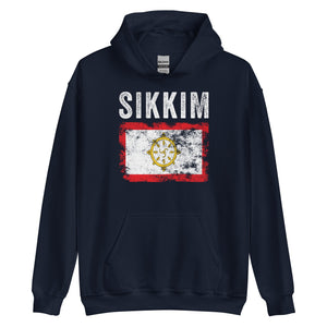 Sikkim Flag Distressed - Sikkimese Flag Hoodie