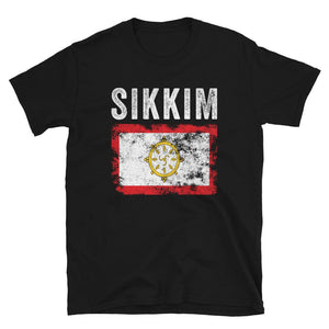 Sikkim Flag Distressed - Sikkimese Flag T-Shirt